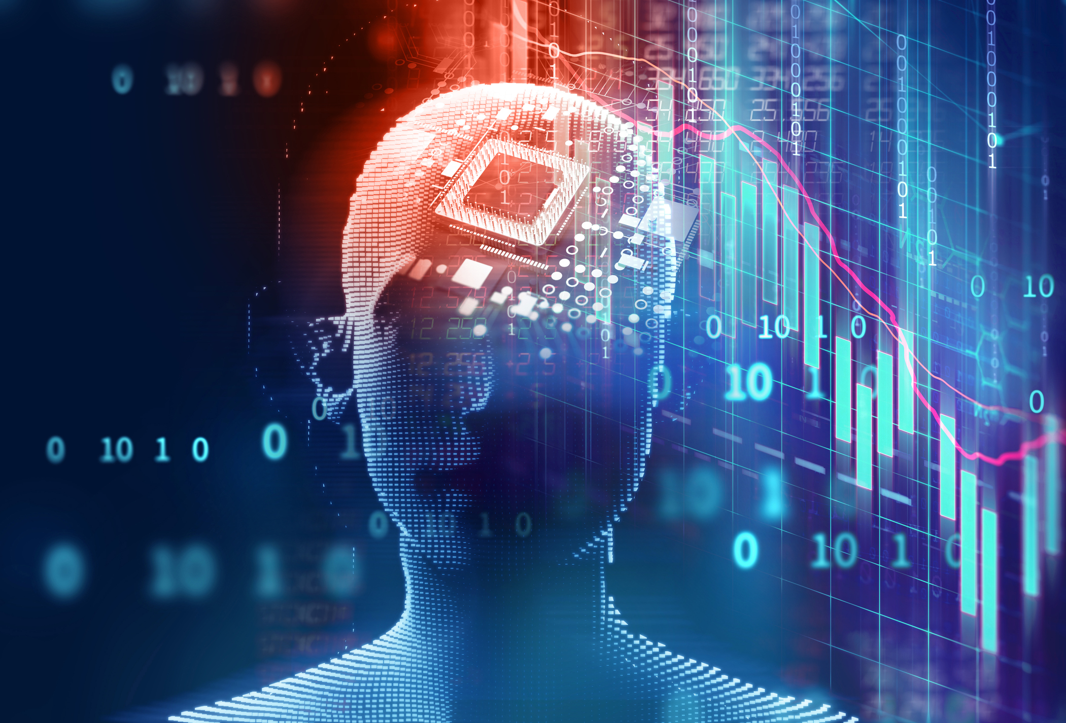 3d illustration of virtual human on technology background.